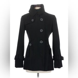 Black Women's Wool Blend Double-Breasted Coat